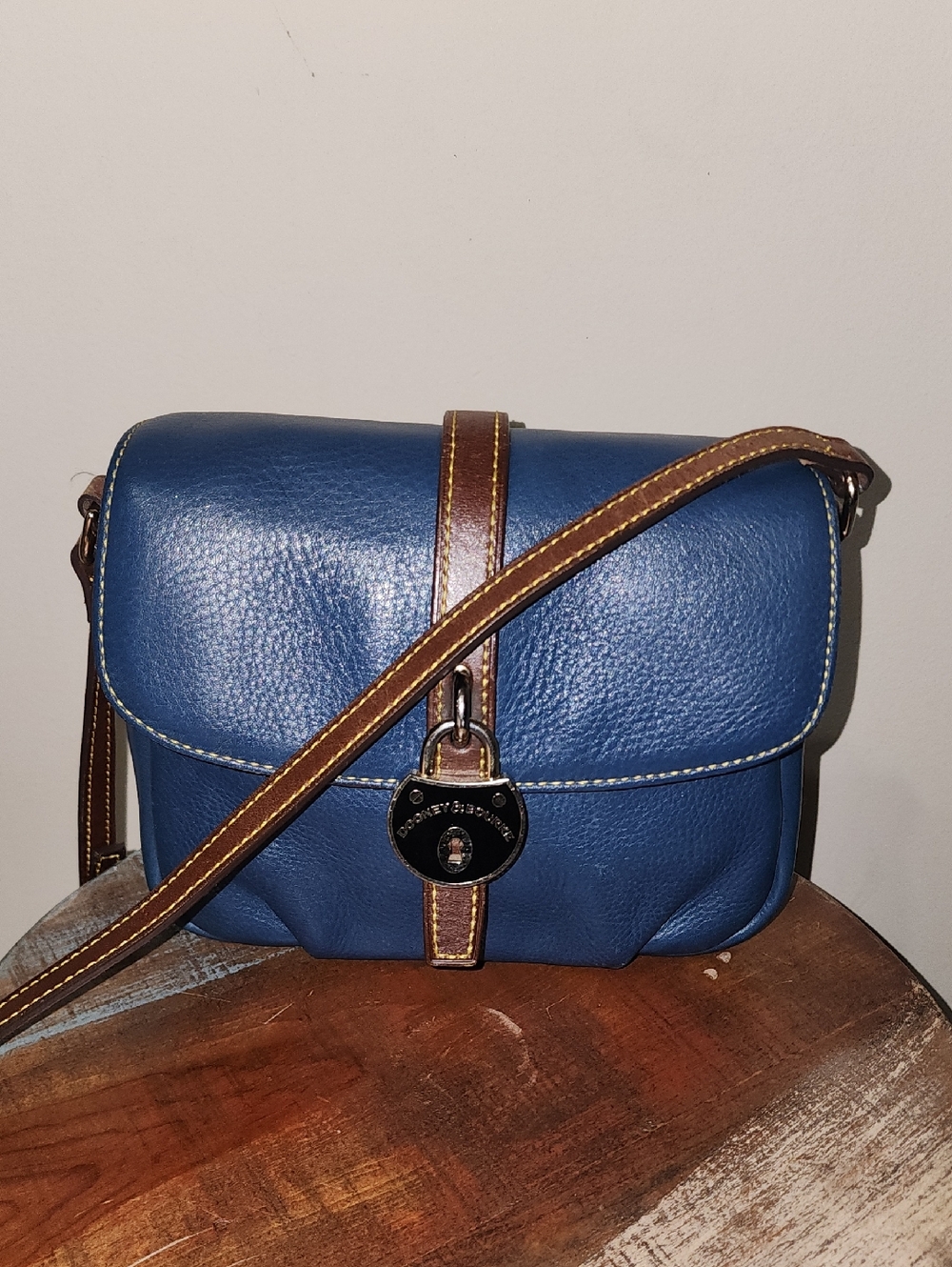 Dooney & Bourke Blue Pebble Soft Leather Crossbody with Brown Trim Locket - Picture 9 of 15